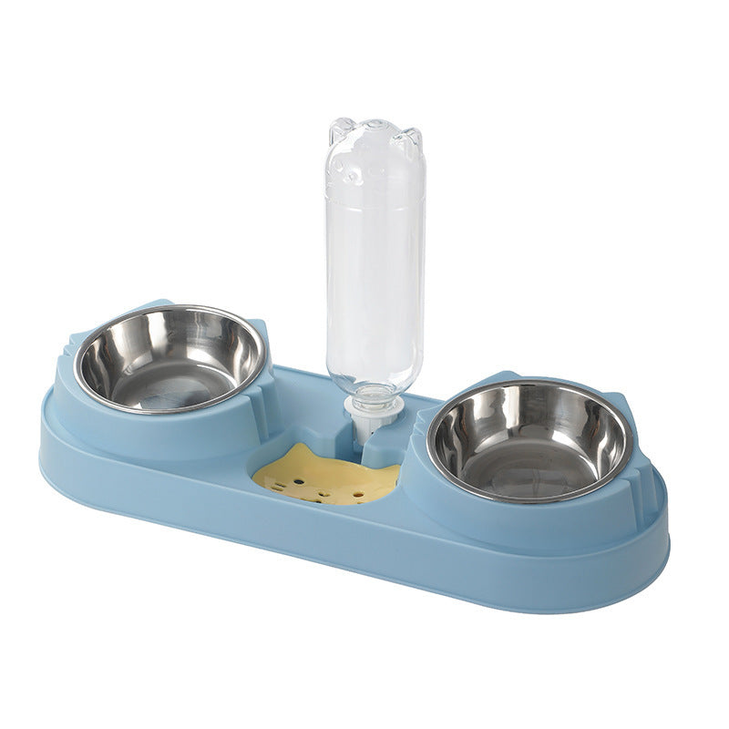 Gamelle double pour chat avec distributeur d'eau A