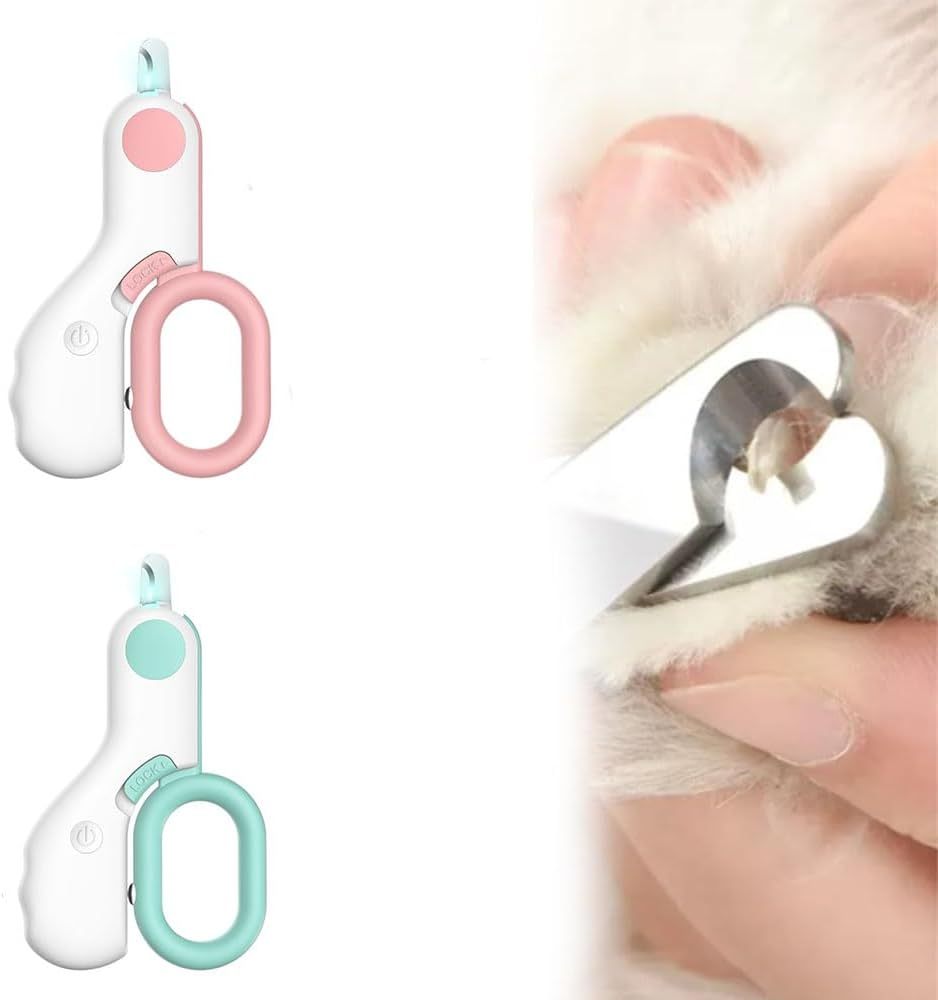 Coupe-ongles LED pour animaux de compagnie Coupe-ongles pour chat avec pince à ongles LED légère pour animaux de compagnie Coupe-ongles pour chats Chiens taillent vos ongles Outil de toilettage facile et sans douleur